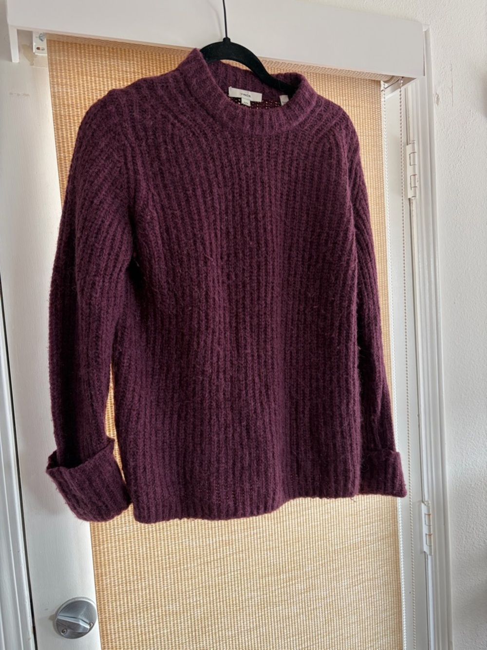 Vince Ribbed Mock Neck Sweater - Plum